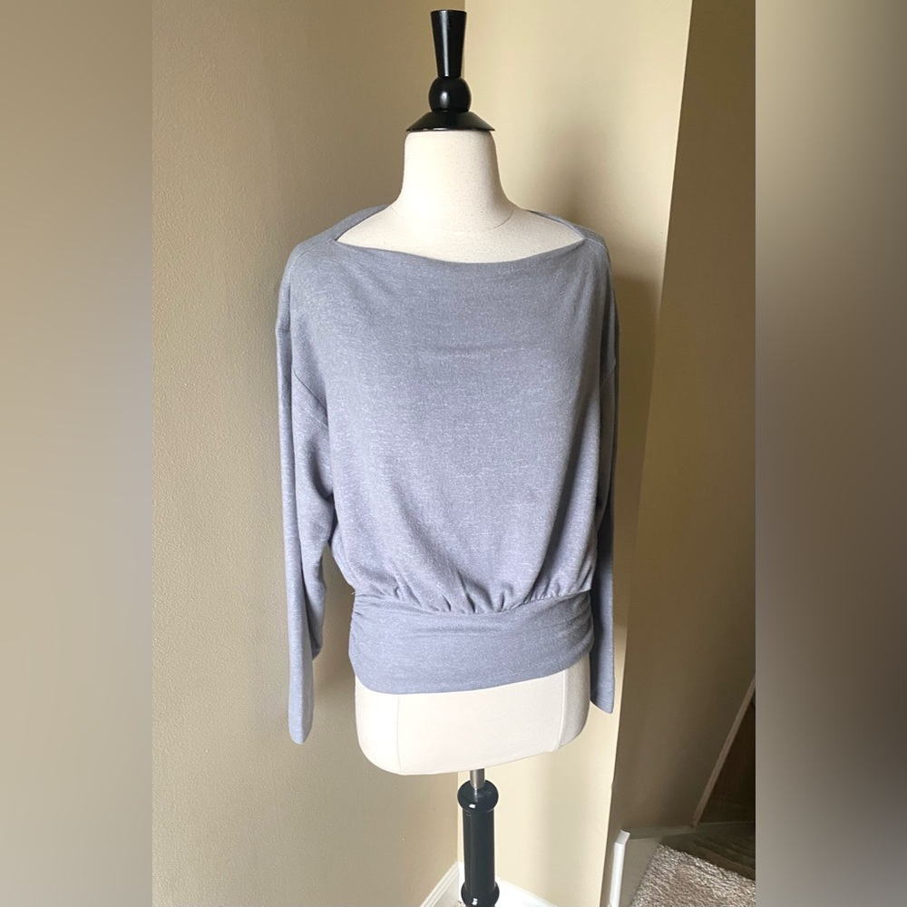 LOFT Heathered Ruched Hem Boatneck Top - Small - New - Picture 4 of 14